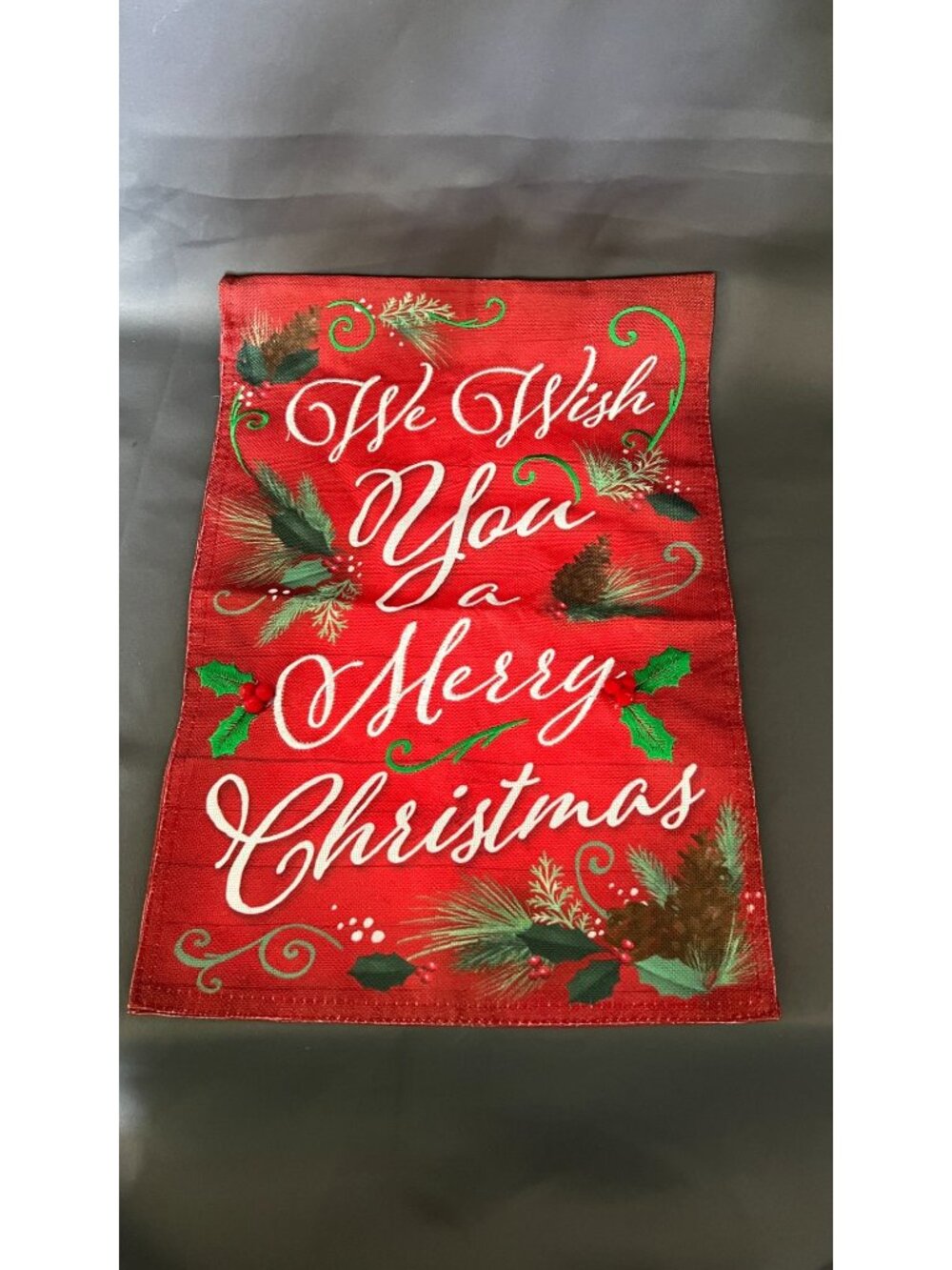 We Wish You A Merry Christmas Red Fabric Holiday Wall Hanging
